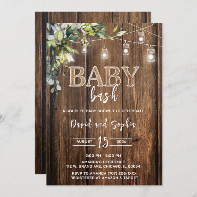 Personalised  Baby Bash Shower Invitation (Front/Back)
