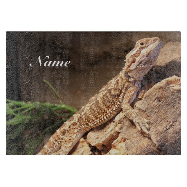 Personalised Baby Bearded Dragon Lizard Cutting Board (Front)