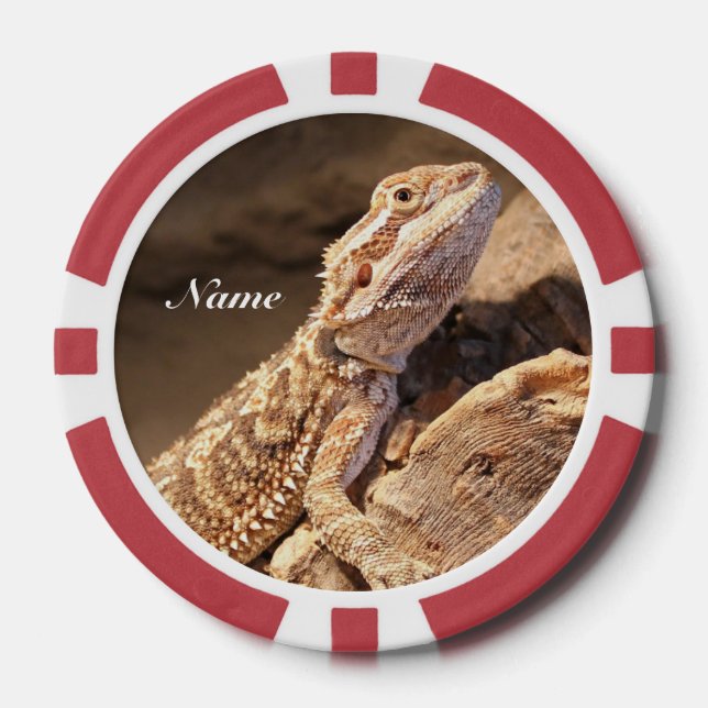 Personalised Baby Bearded Dragon Lizard Poker Chips (Front)