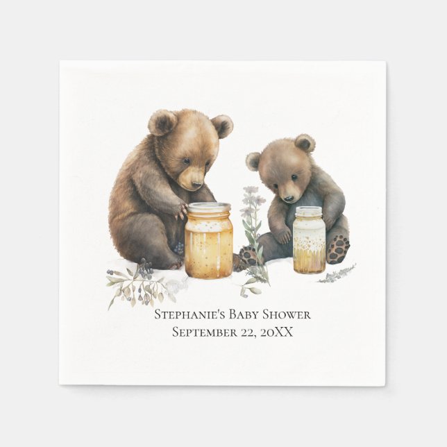 Personalised Baby Bear's Honey Baby Shower  Napkin (Front)