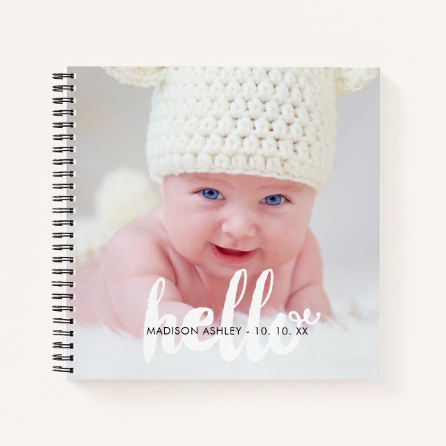 Personalised Baby Birth Announcement Photo Notebook (Front)