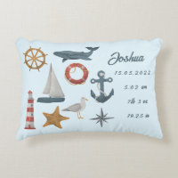 Personalised baby birth details marine nautical