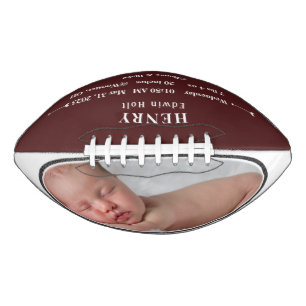 Personalised Baby Birth Stats Announcement Photo Football