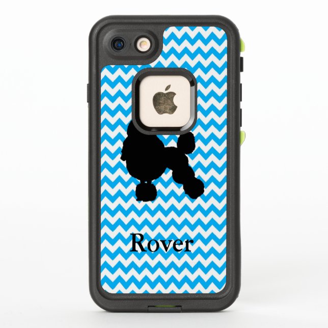 Personalised Baby Blue Chevron With Poodle LifeProof iPhone Case (Back)