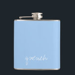 Personalised Baby blue Hip Flask<br><div class="desc">Baby blue is a pale tint of azure,  one of the pastel colours. The first recorded use of baby blue as a colour name in English was in 1892.</div>