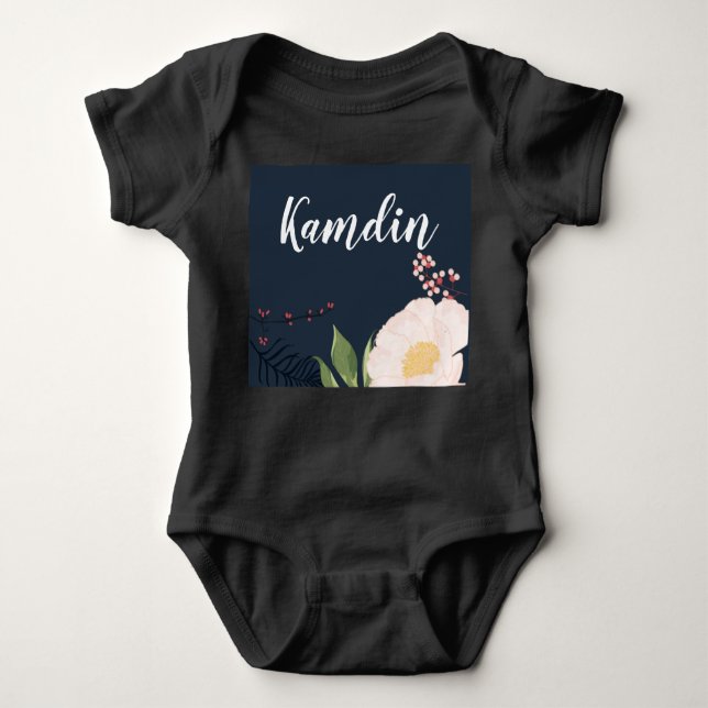 Personalised Baby Body Suit Baby Pink Cosmos on Na Baby Bodysuit (Front)