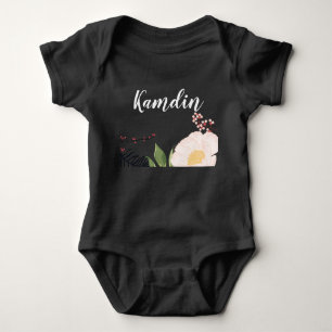 Personalised Baby Body Suit Baby Pink Cosmos on Wh Bodysuit