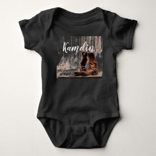 Personalised Baby Body Suit boots country rustic Bodysuit