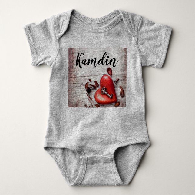 Personalised Baby Body Suit Country Wood Key to my Baby Bodysuit (Front)