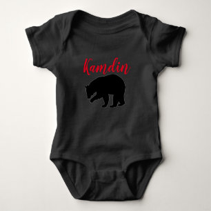 Personalised Baby Body Suit Red Buffalo Black Bear Baby Bodysuit