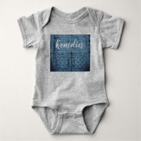 Personalised Baby Body Suit Rustic Tin Panel Ceili