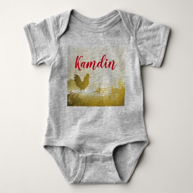Personalised Baby Body Suit Sunny Morning Farm Cou Baby Bodysuit (Front)