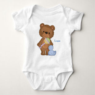 Personalised Baby Bodysuit Baby Boy Teddy Bear