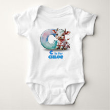 Personalised Baby Bodysuit – C is for Cow