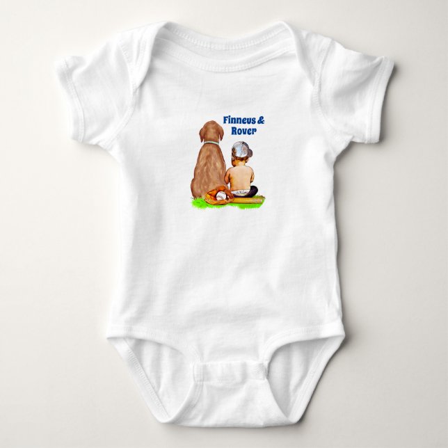 Personalised Baby Boy and Dog Bodysuit (Front)