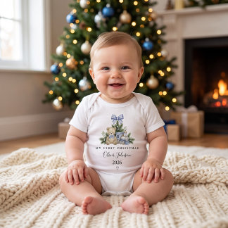 Personalised baby boy ''Baby's First Christmas'' Bodysuit