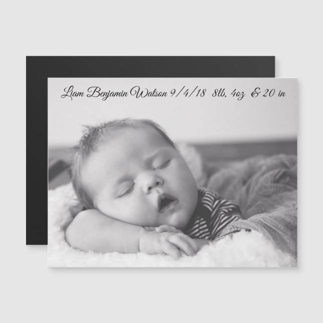 Personalised Baby Boy Birth Announcement Magnet (Front/Back)