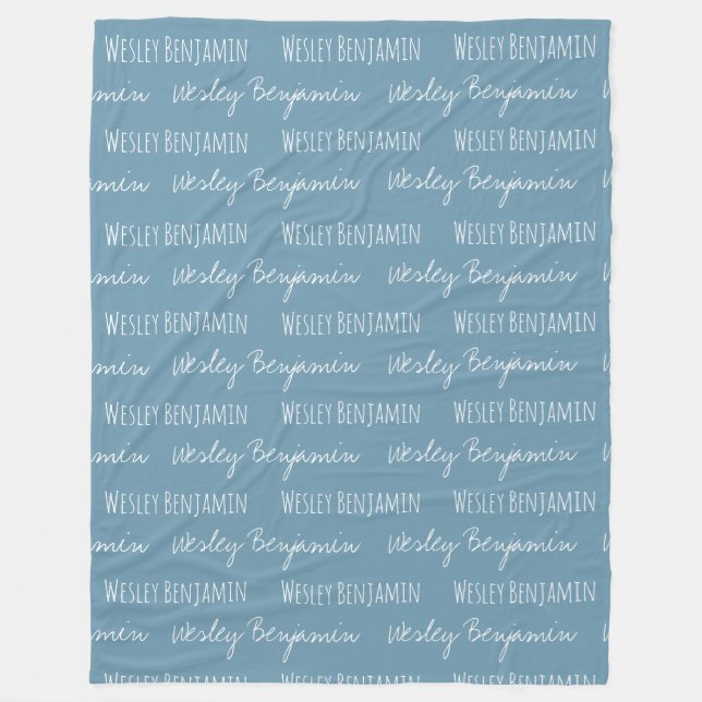 Personalised Baby Boy Blanket with name repeated (Front)
