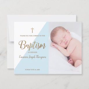 Personalised Baby Boy Blue Photo Baptism Thank You