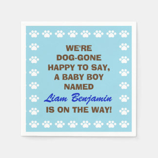 Personalised Baby Boy - Dog Themed Baby Shower Napkin