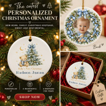 Personalised Baby Boy First Christmas Photo