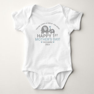 Personalised Baby Boy First Mother's Day Elephant Bodysuit