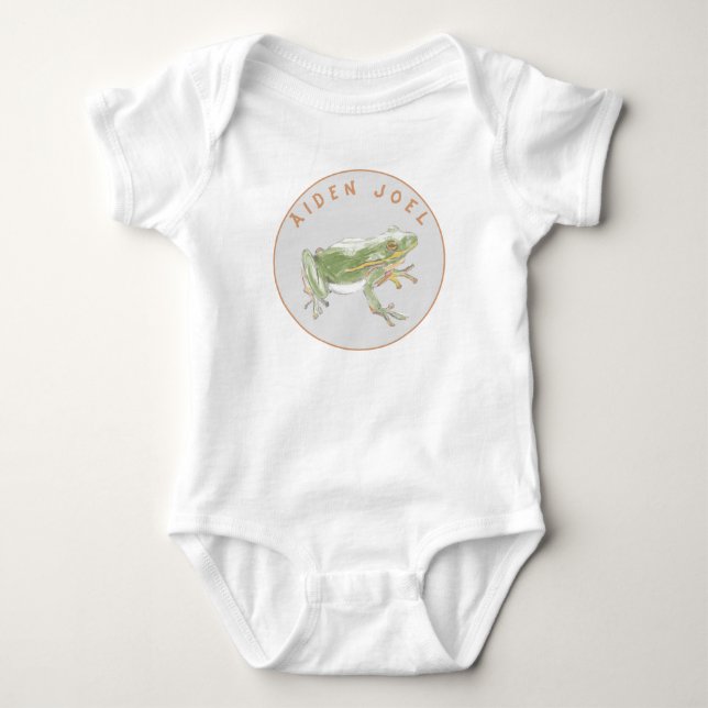 Personalised Baby Boy Frog Design  Bodysuit (Front)