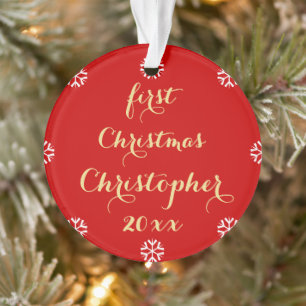 Personalised Baby Boy Girl First Christmas Name Ornament