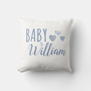 Personalised Baby boy Hearts name Cushion