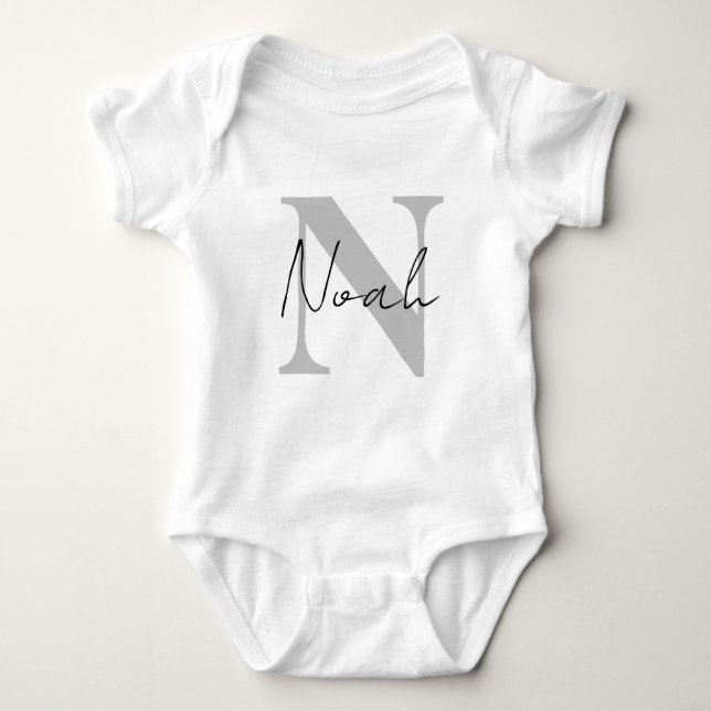 Personalised Baby Boy Name Pregnancy Announcement Baby Bodysuit (Front)