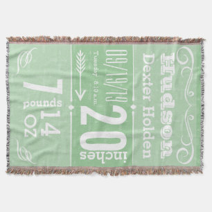 Personalised Baby Boy Nursery Birth Record Throw Blanket