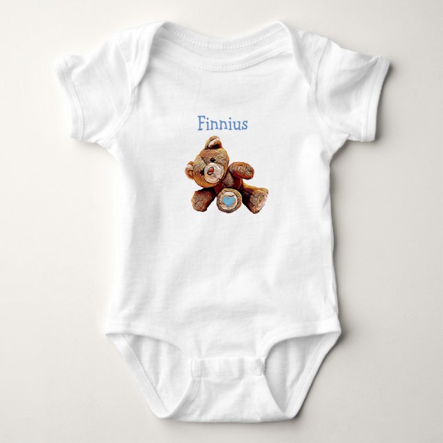 Personalised Baby Boy Teddy Bear Shirt (Front)