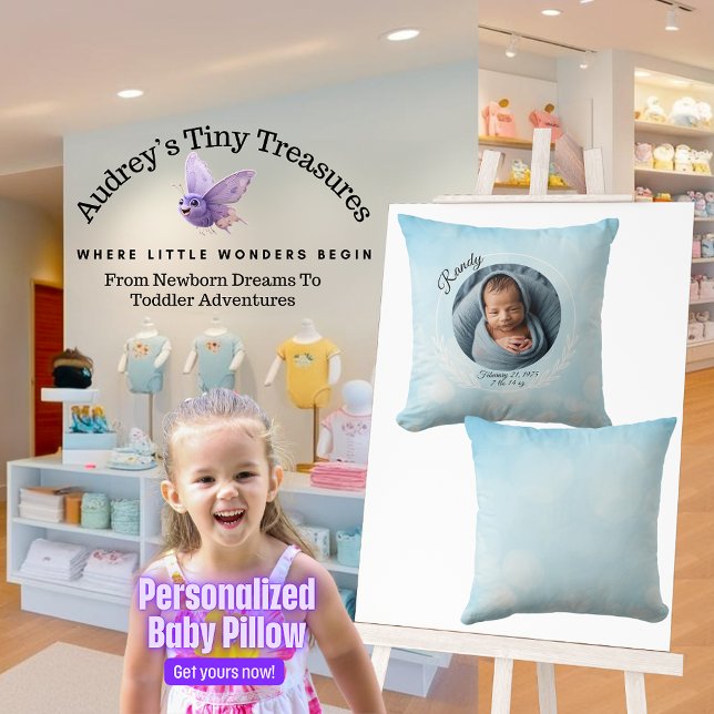 Personalised Baby Boy Throw Pillow (Creator Uploaded)