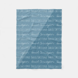Personalised Baby Boy with name repeated Custom Fleece Blanket