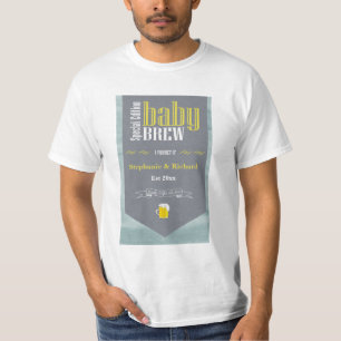 Personalised Baby Brew Beer Label Funny Shower T-Shirt