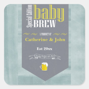 Personalised Baby Brew Funny Shower  Square Sticker