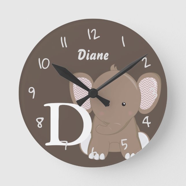 Personalised Baby Brown Round Clock (Front)