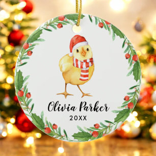 Personalised Baby Chick Cute Chicken Ceramic Ornament