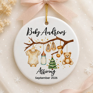 Personalised Baby Coming Soon Christmas Ceramic Ornament