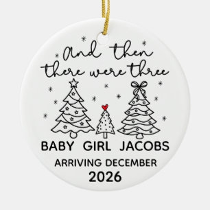 Personalised Baby Coming Soon Family of Three Ceramic Ornament