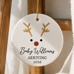 Personalised Baby Coming Soon Reindeer Christmas Ceramic Ornament