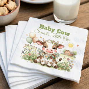 Personalised Baby Cow Baby Shower Invitation Sign Napkin