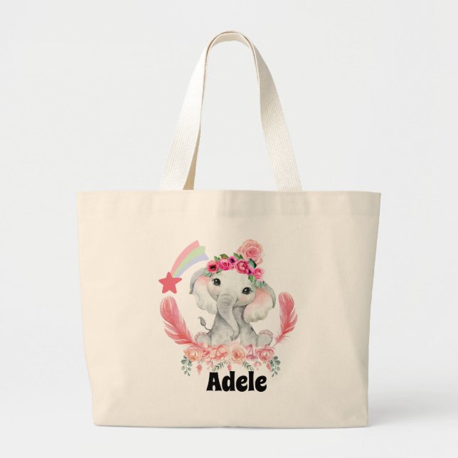 Personalised Baby diaper  Large Tote Bag (Front)