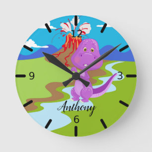 Personalised Baby Dinosaur Round Clock
