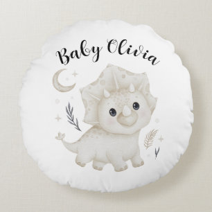 Personalised Baby Dinosaur Round Nursery Pillow