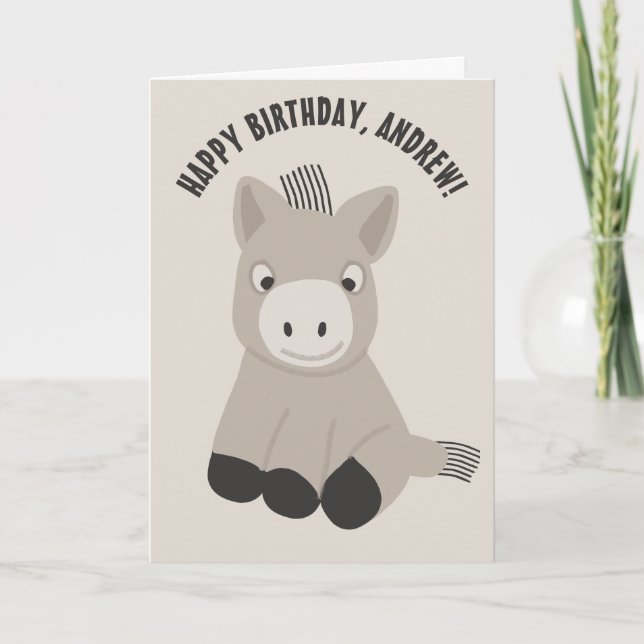Personalised Baby Donkey Birthday Card (Front)