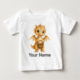 Personalised Baby Dragon Holding Wooden Basket T-Shirt