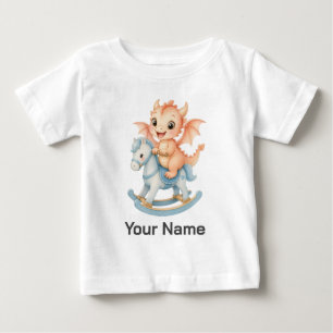 Personalised Baby Dragon on Rocking Horse Kids T-Shirt