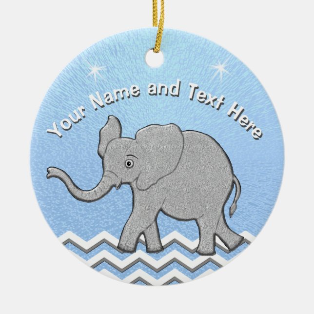 Personalised Baby Elephant Christmas Ornaments (Front)
