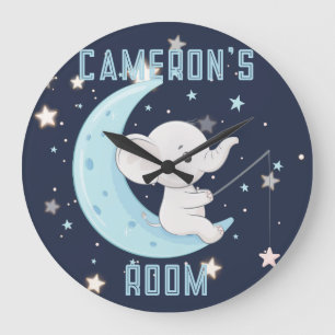 Personalised Baby Elephant Fishing 4 Stars Clock
